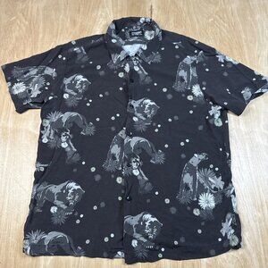 Straight To Hell Mens Short Sleeve Button Up Black Panther Shirt Size XXL